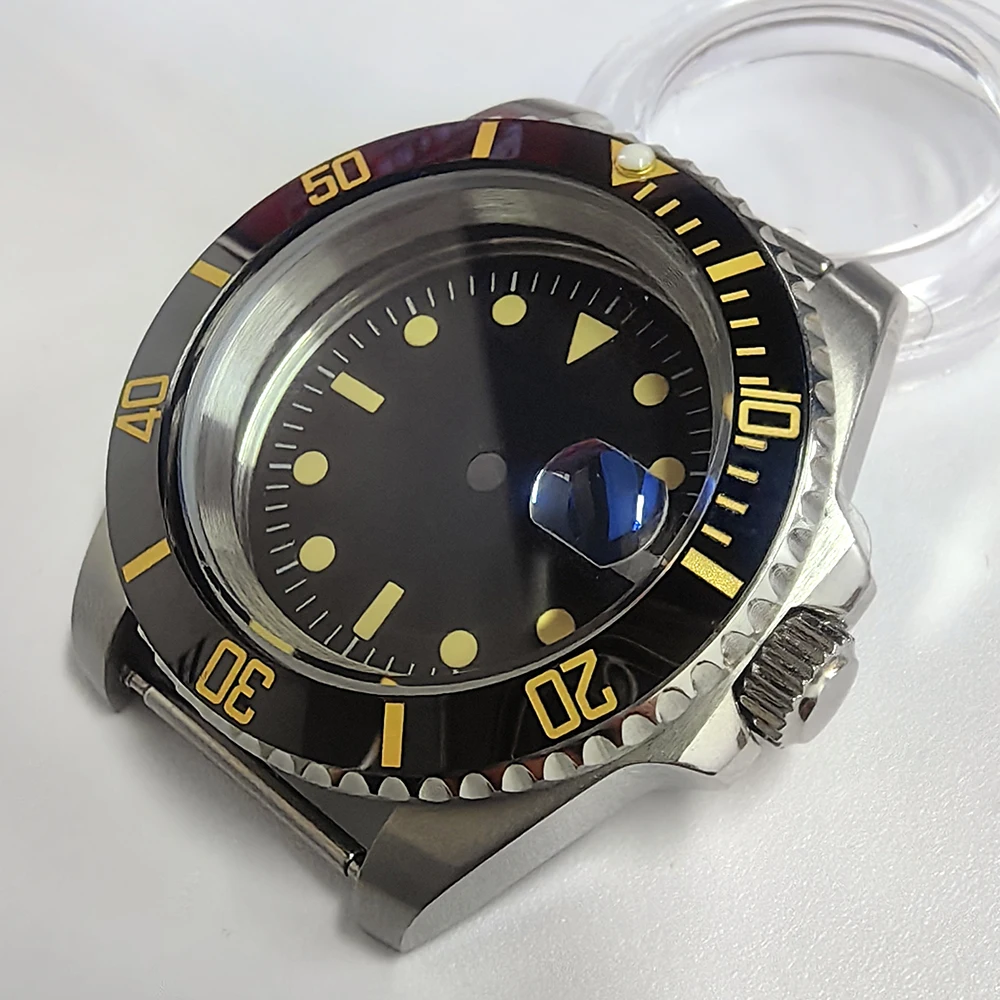 40mm silver case 28.5mm green dial NH35A sapphire glass green ceramic bezel for NH35/36 movement watch accessories assembly tool