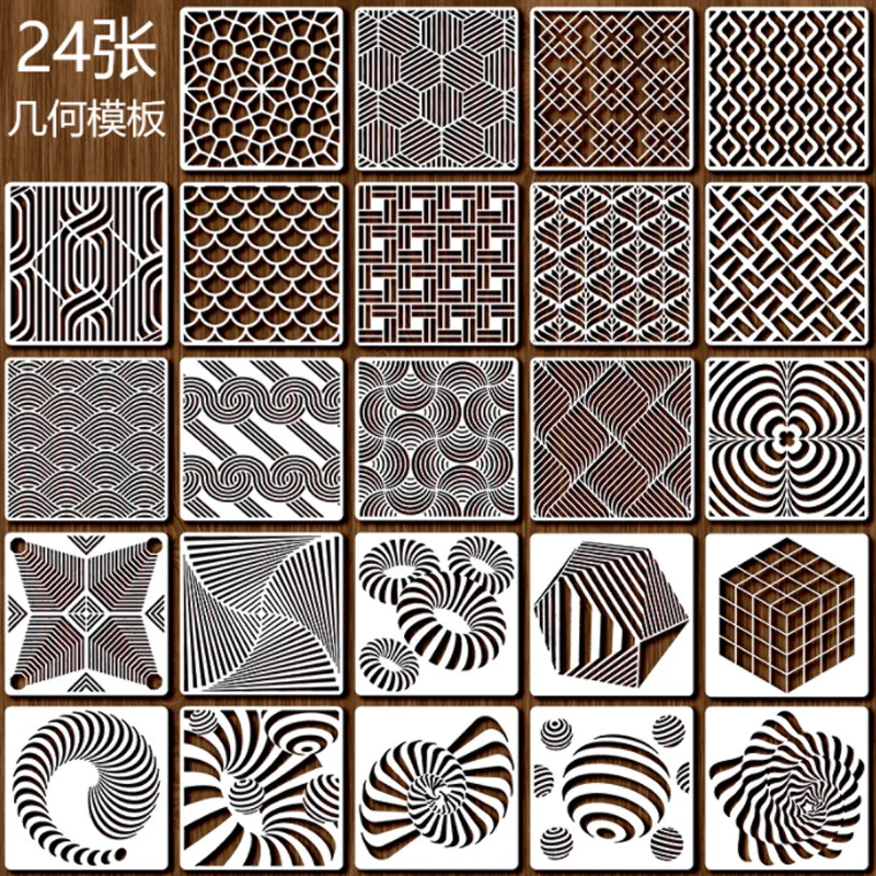 12pcs Mandala Geometric Pattern Stencil DIY Layering Wall Scrapbook Coloring Embossing Album Decora Paper Card Painting Template
