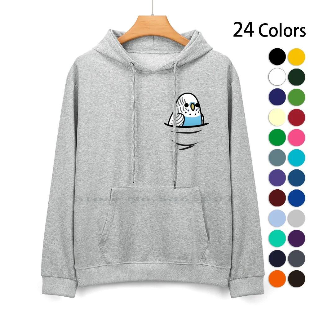 Too Many Birds!-Blue Budgie Pure Cotton Hoodie Sweater 24 Colors Birds Cute Many Cockatiel Cockatoo African Grey Gray Macaw