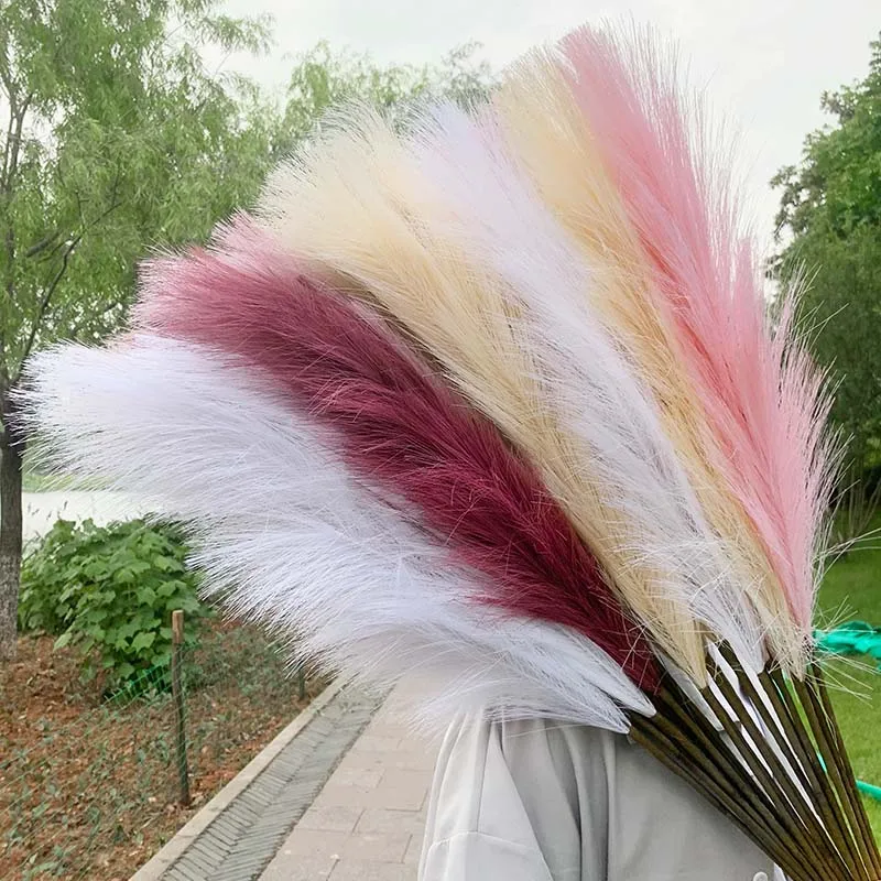 1pc 95-100m Silk Pampas Grass Flowers Pantas Artificiales Para Decoracion Simulation Plants for Home Decor Wedding Decoration