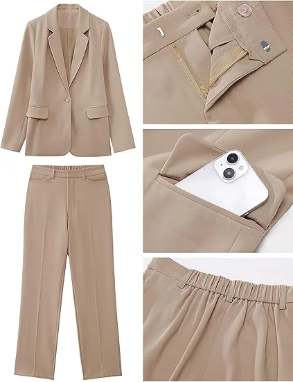 Tesco Customized Women's Two Piece Sets Pants Suits Dressy Business Casual Outfits Professional Blazer Pantsuits Set Work Office