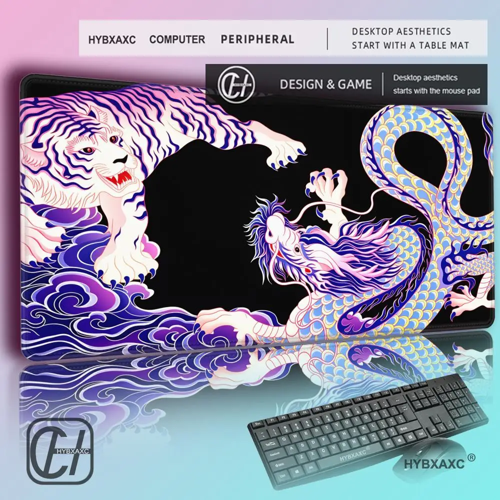 

HYBXAXC Japanese Style Dragon and Tiger Mouse Pad Cool Beast Non-slip Rubber Mousepad Laptop Gaming Accessories Desk Mat Carpet