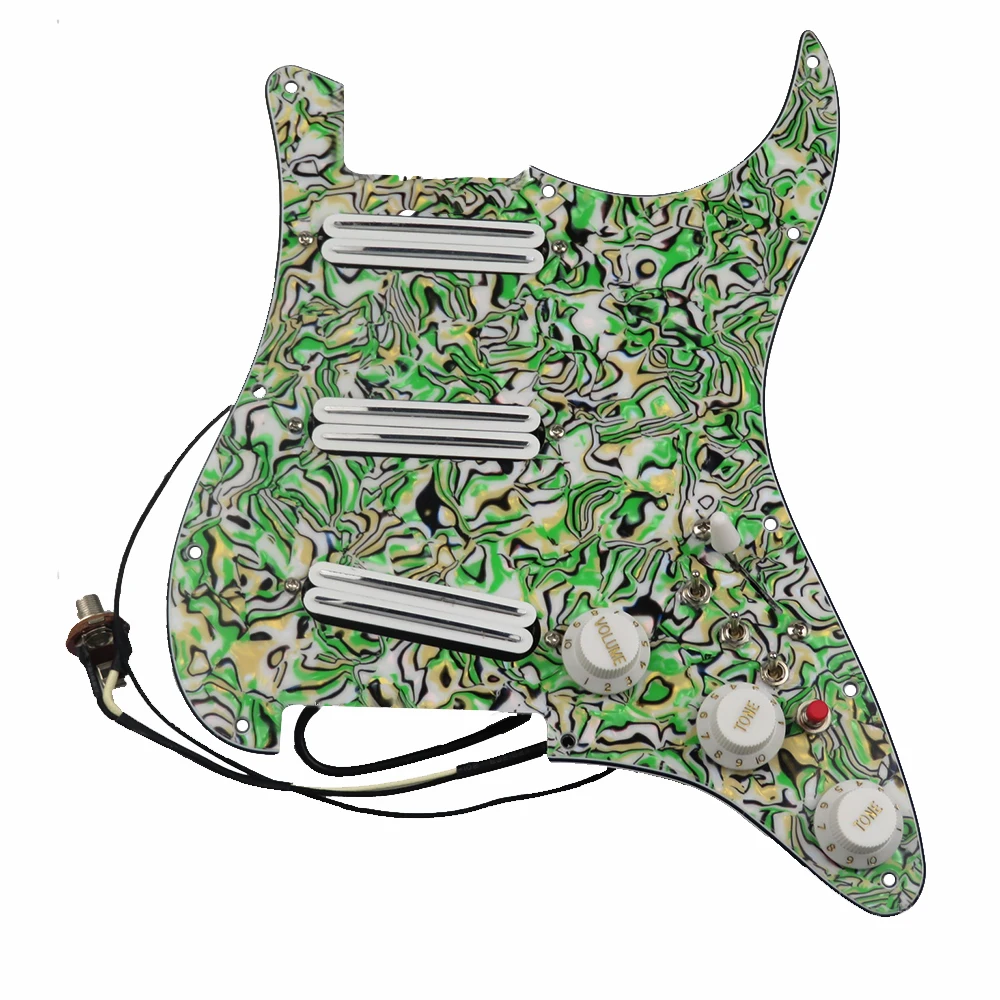 

Green Onyx Pickguard White Pickup Dual Hot Rails Humbucker Pickup Versatility Pre-Wired Pickguard