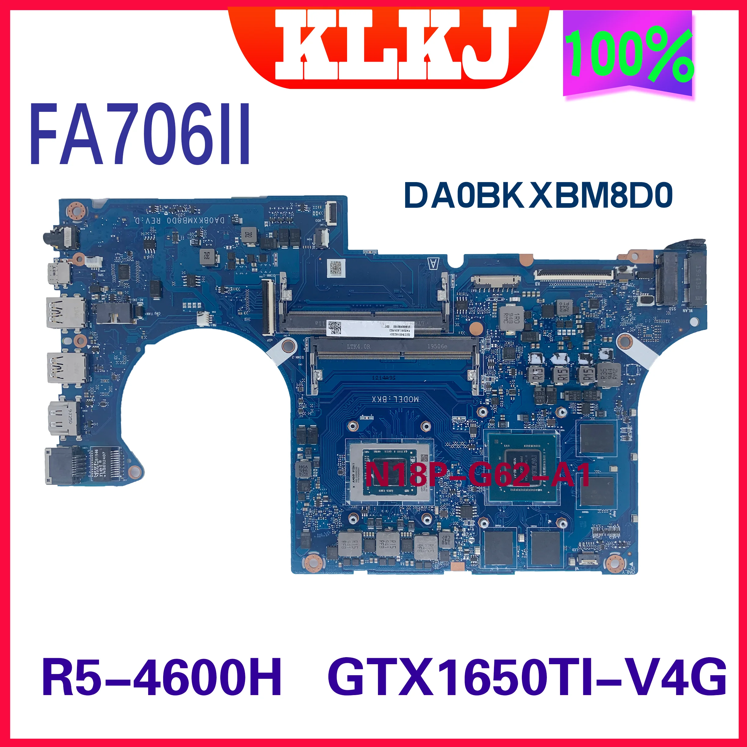 Placa base Dinzi FA706IH para ordenador portátil, placa base para ASUS FA706I, FA706II, FA706, DA0BKXMB8D0, con R5-4600H GTX1650 integrado, 100% de prueba