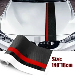 1pcs 5D Auto Carbon Fiber Car Rally Racing Stripes Front Hood Decal Wrap Sticker