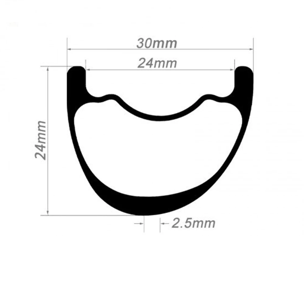 

Superlight 27.5er / 29er Carbon 30x24mm Inner Width 24mm Tubeless Hookless Asymmetric MTB Carbon Rim XC AM Lightweight