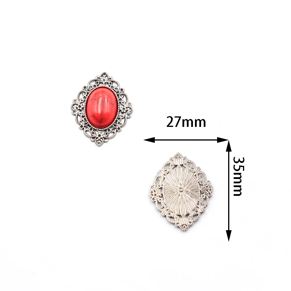 5PCSVintage Silver Plated Oval Four Plum Blossom Alloy Base for Clothing DIY Jewelry Making, Sew-On Trim Connector Findings