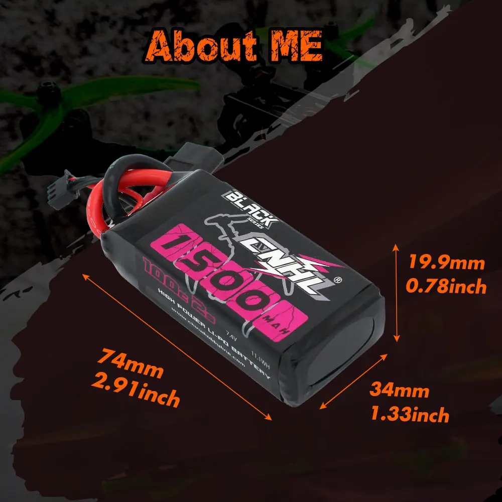 Batterie Lipo CNHL 2S, 7.4V, 1100mAh, 1300mAh, 1500mAh, 100C avec compte 60 ROM T Plug pour RC FPV Avion Drone Hélicoptère Quadcopter, 2Pcs
