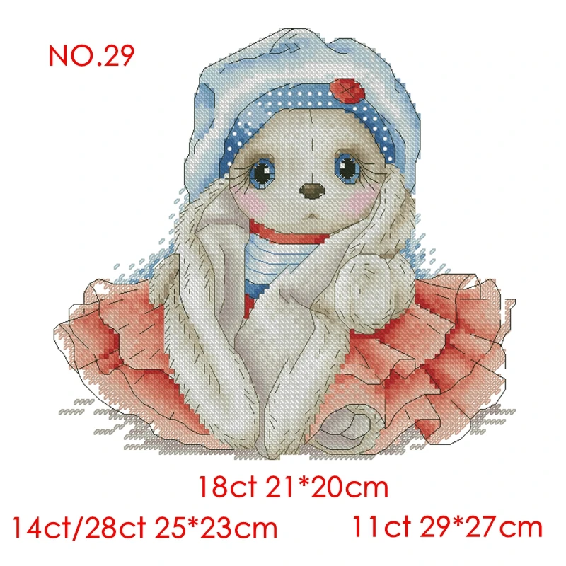 The cross-stitch set 28CT, 18CT, 14CT and 11CT can be selected as the hand-made material pack of printed fabric saga Navy Rabbit