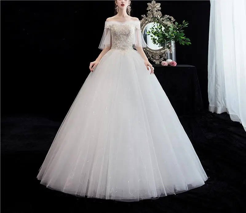 

HA 83 main wedding dress 2024 new bride princess one shoulder light wedding dress