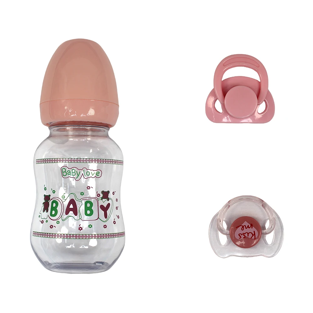 Reborn Doll Accessories Magnet Pacifier baby's feeding bottle Can hold water real accessories Set includes 2 Picifies, 1 bottle