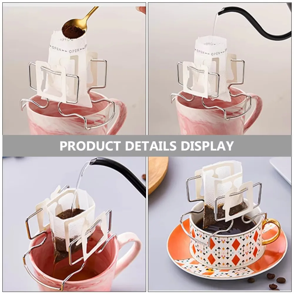 Portable Coffee Filter Paper Holder Stainless Steel Lightweight Coffee Cup Dripper Baskets Reusable Drip Coffee Bags Holder