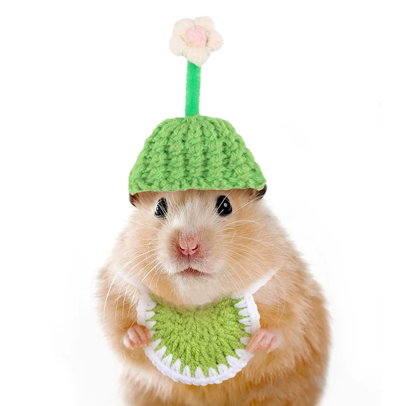 

2 шт., милая мультяшная шляпа хомяка, слюнявчики, мини-шляпа ручной работы с маленькими животными, кепка для косплея, кепка для украшения домашних животных, товары для домашних животных
