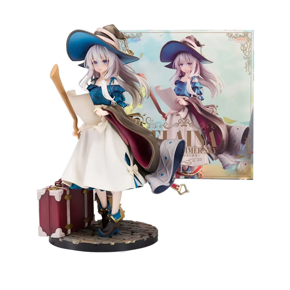 25CM Anime Majo no Tabitabi Elaina Figure Broomstick Witch Standing Pose  Animation Model Toy Gift Doll Collection Decoration