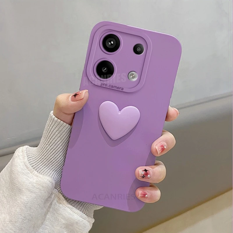 Note13 3d Love Heart Silicone Case On For Xiaomi Redmi Note 13 Pro 4g 5g 13pro Plus 12 12s 13c Shockproof Soft Cover Note13pro