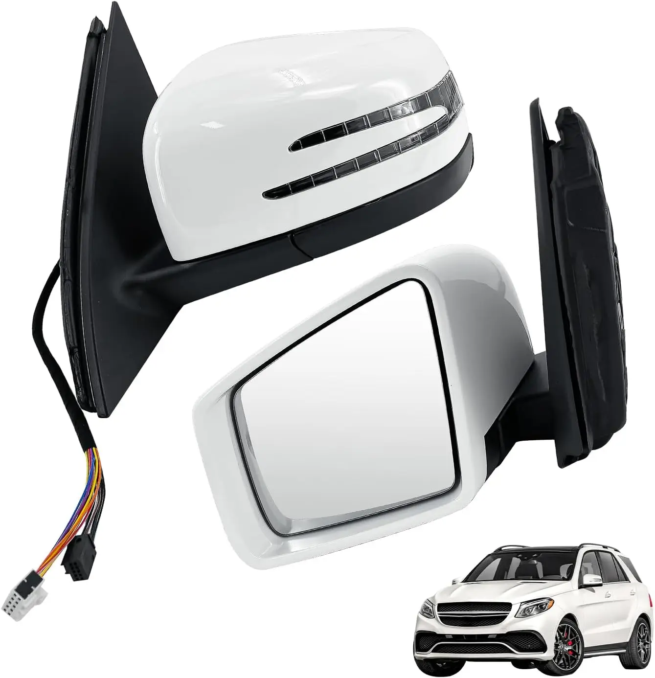 Side Mirror Left&Right Driver for Mercedes-Benz ML350 GLE350 GL350 2015-2019 W/Blind Spot Replaces#1668100793 (White)