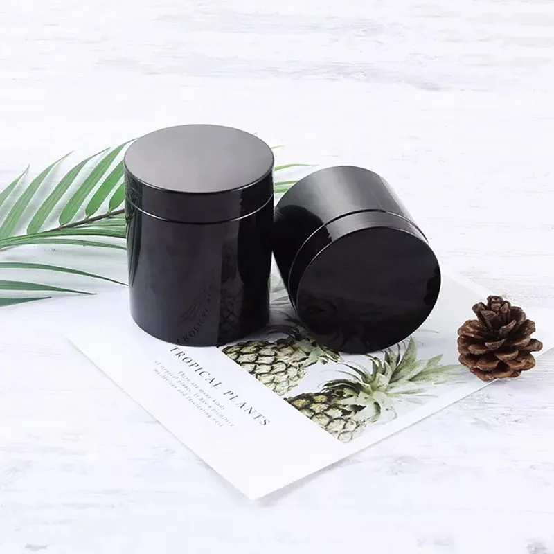 PET Plastic 100ml 120ml 150ml 200ml 250ml 300ml 500ml 8oz Black cosmetic jar for cream cosmetic packaging containers