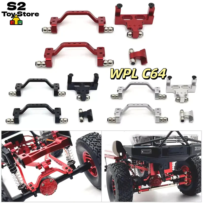 WPL Rc Car Metal Front Rear Pull Rod Base Servo Mount Aluminum Alloy Upgrade Parts For WPL Hilux C64 Rc Crawler Model Vehicle