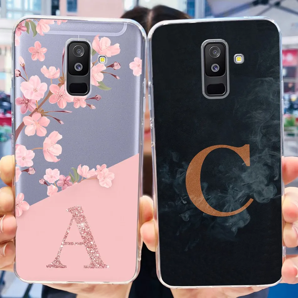 For Samsung Galaxy A6 Plus 2018 Case Samsung A6 (2018) A 6 A6Plus A605G A600F Fashion Letter Soft Silicone Clear TPU Phone Cases