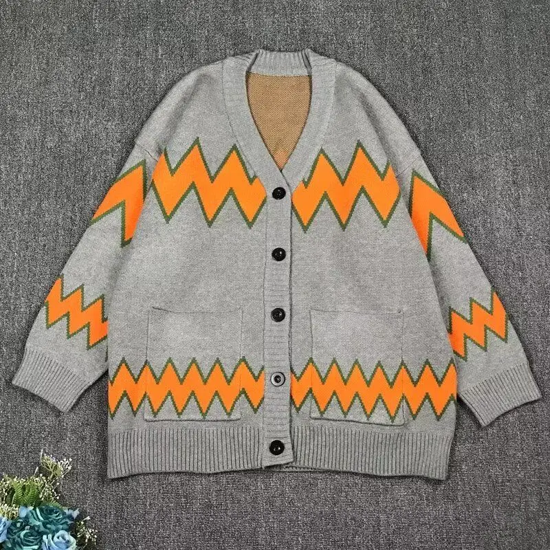 

New Knitted Cardigan Outer Sweater Men's Loose Long-sleeved Jacket