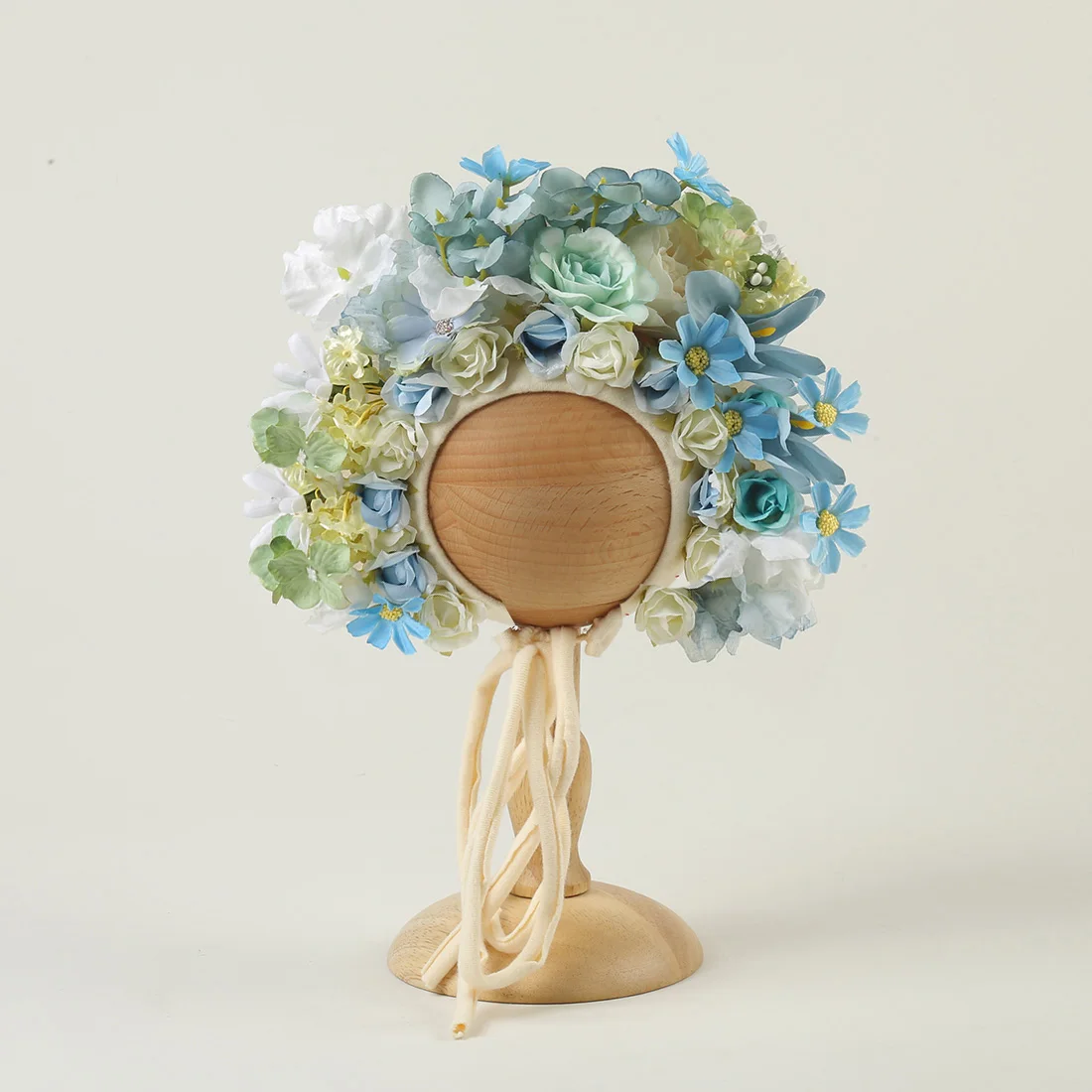 

Vintage Baby Girl Floral Bonnet Handmade New Garden Flower Bonnet Newborn Photography Props Infant Hat Photography Accessories