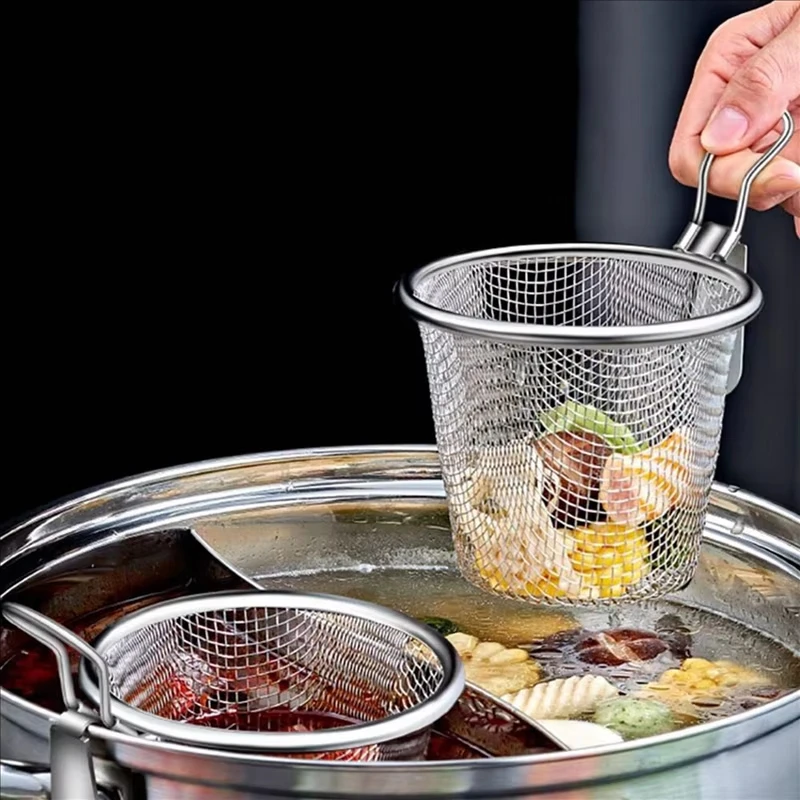 Cestello per colino in acciaio inossidabile Cestini per colino per alimenti Cestini per padella a caldo Cestello per filtro Setaccio per verdure per noodle