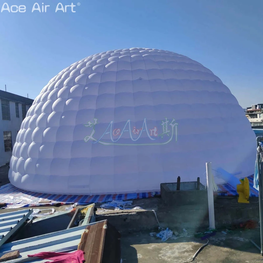 80People 8m Diameter Inflatable Dome Tent Giant LED Lighting Igloo Marquee Yurt Balloon with Free Blower