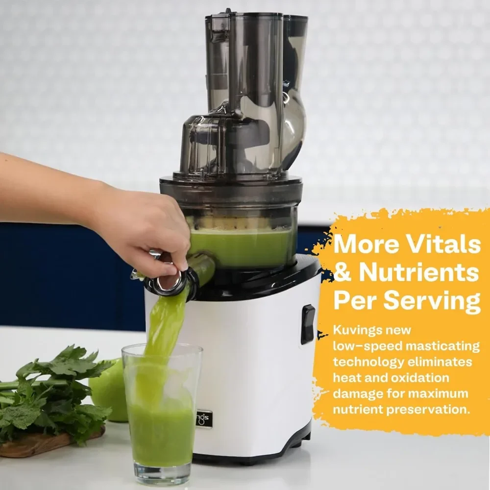 Kuvings Whole Slow Juicer REVO830W Cold Press Masticating Juicer Machine | Extra Wide 88mm & 48mm Food Chutes