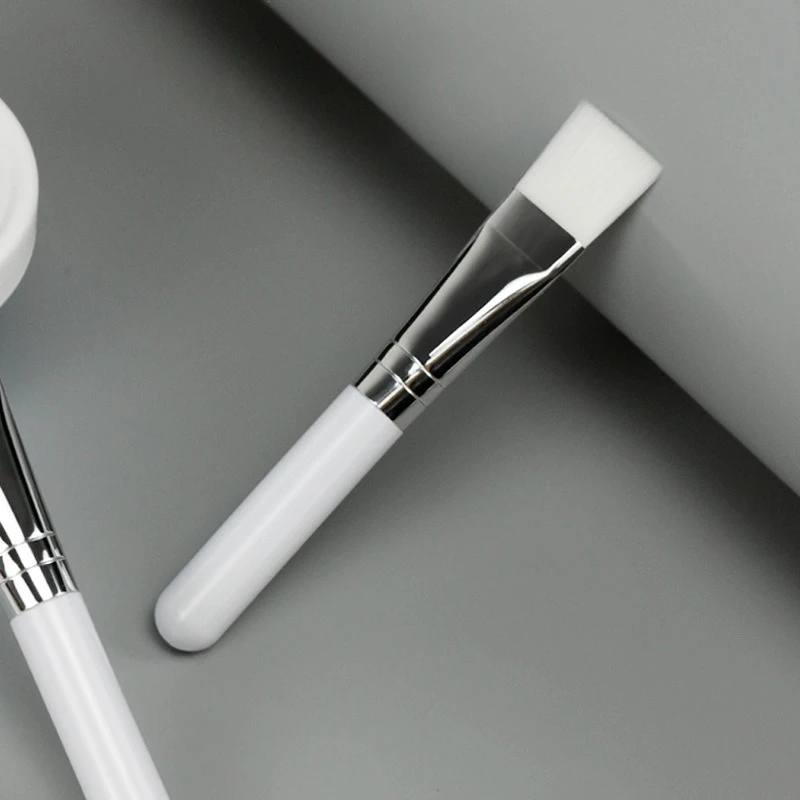 แปรงมาส์กหน้า ขนแปรงนุ่ม แบน สำหรับทำความสะอาดผิวหน้า ผสมรองพื้น ด้ามไม้ คุณภาพสูง อุปกรณ์แต่งหน้า