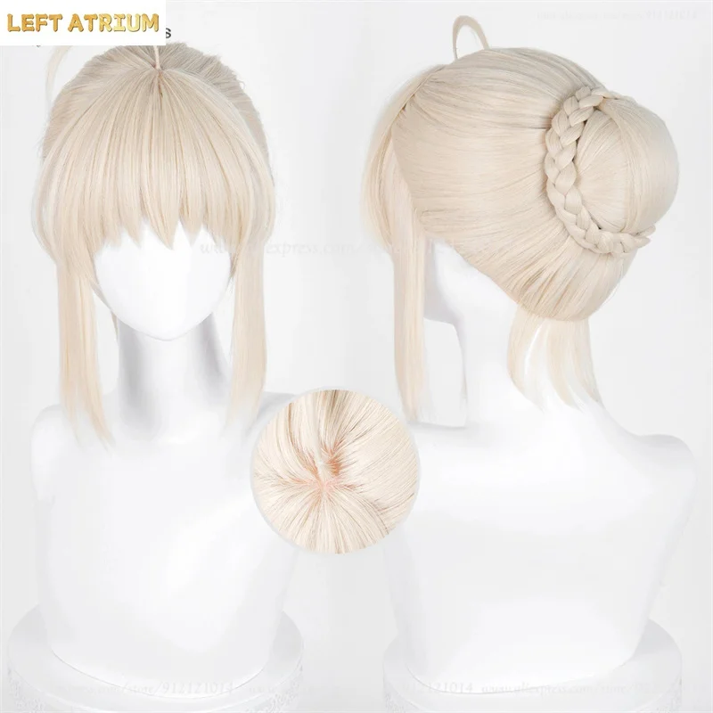 Saber Altria Pendragon Cosplay Wig Golden Yellow/Light Gold Wigs For Women Fate Cosplay Anime Wig Heat Resistant Synthetic Hair view 2