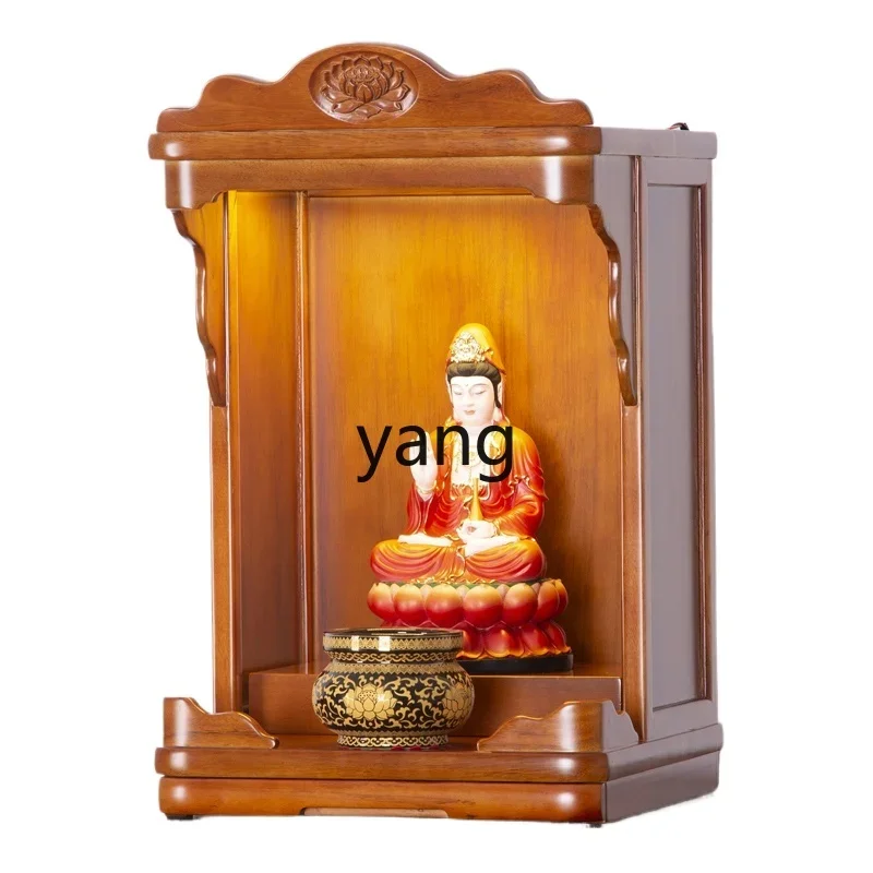 LH solid wood shrine wall-mounted new Chinese-style Guanyin Buddha statue cabinet, God of Wealth cabinet hanging type