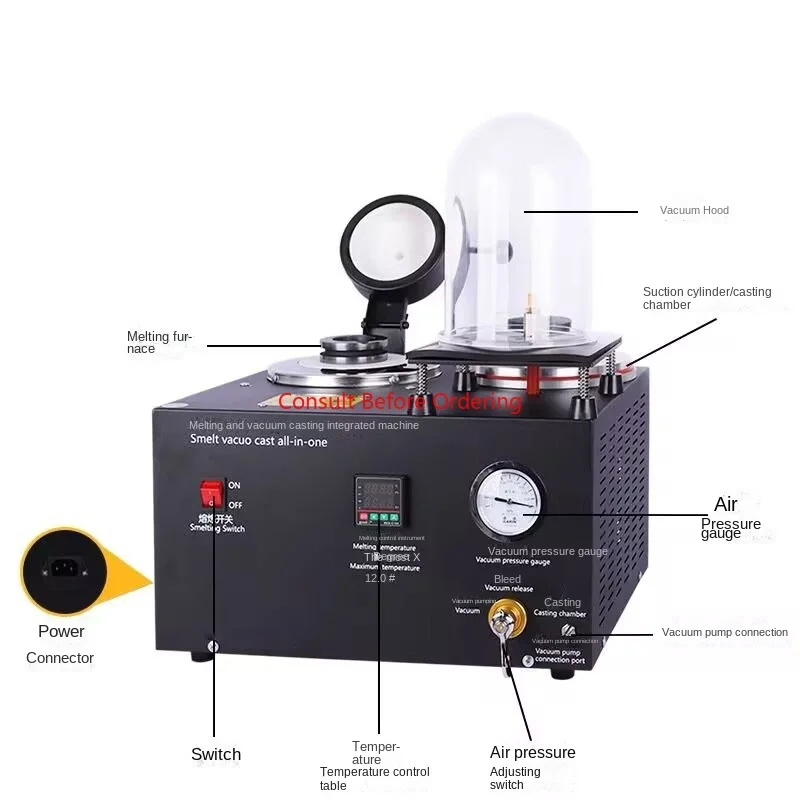 

1-3kg Three In One Jewelry Casting Machine Vacuum Melting Equipment Refined Precious Metal Jewelry Casting Tools 220V/110V 1800W