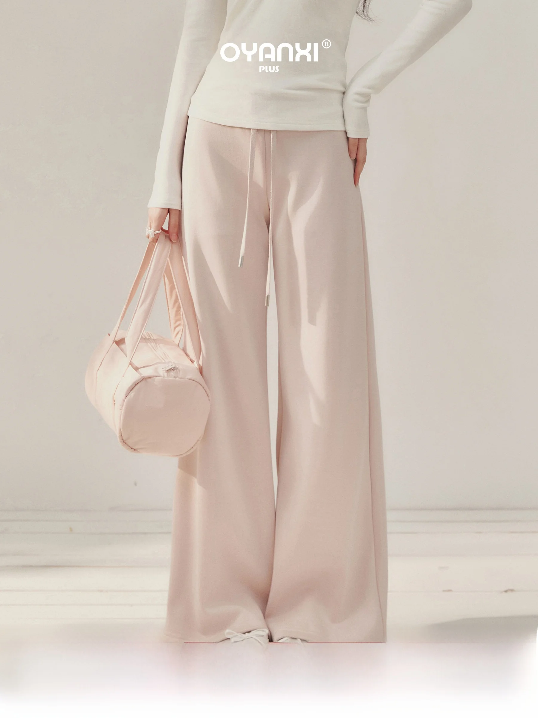 

Розовые повседневные спортивные брюки с высокой талией и широкими штанинами для женщин больших размеров, новые удобные модные брюки больших размеров на весну