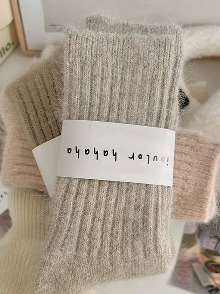 جديد الشتاء الجوارب النساء الكشمير الصوف رشاقته الدافئة النساء الجوارب سوكس اليابانية موضة Harajuku بلون الحرارية الجوارب الطويلة #6