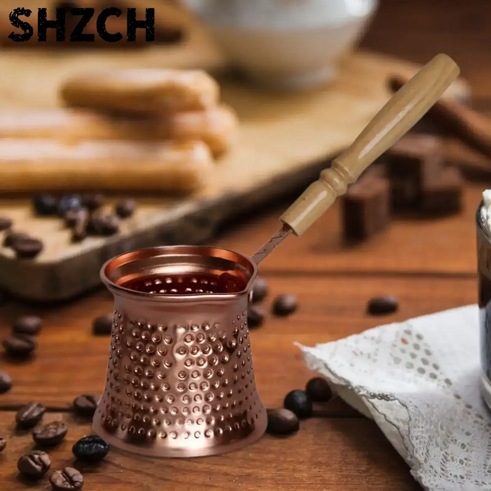 Turkish Coffee Pot Cezve, Stovetop Brewer for Traditional Turkiye Coffee, Bar & Kitchen Household Serving Pot