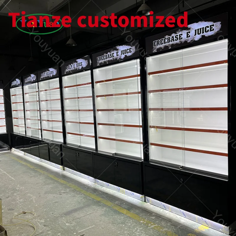 (customized)Top Quality And On Delivery Glass Wall Cabinet Display Smoke Shop Cigar Cabinet With Customized Logo