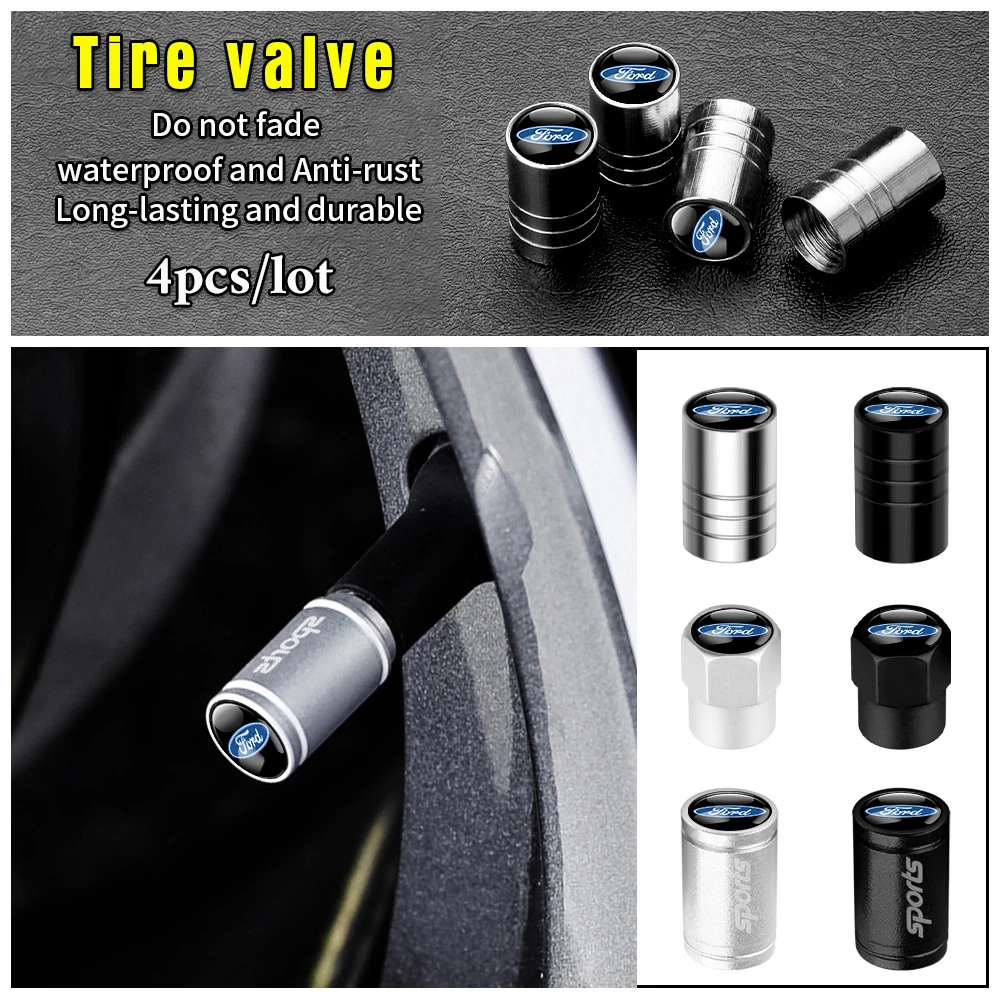 4 tapas de válvula para neumáticos de coche, estilo deportivo, para Ford Mustang Focus 2 3 4 Mondeo Fiesta Ecosport Kuga Fusion Ghia Shelby