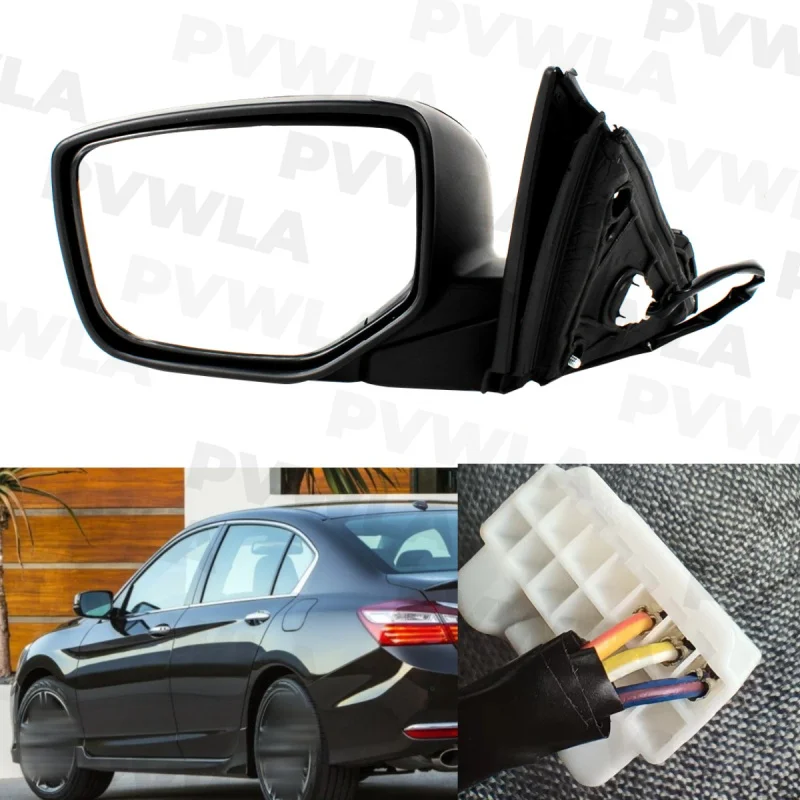 

For Honda Accord American version 2013 2014 2015 2016 Left Side 3 Pins Black Painted Mirror HO1320272, 76258T2FA01