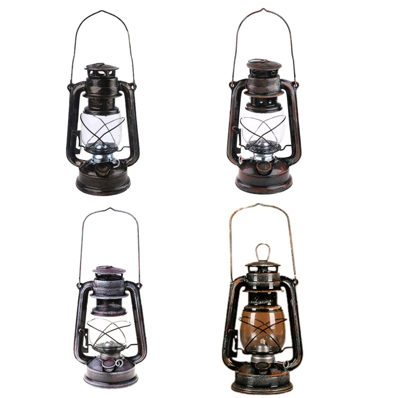 Vintage Metal Oil Lamp Portable Lantern Kerosene Light Outdoor Camping Bar Home Decorations