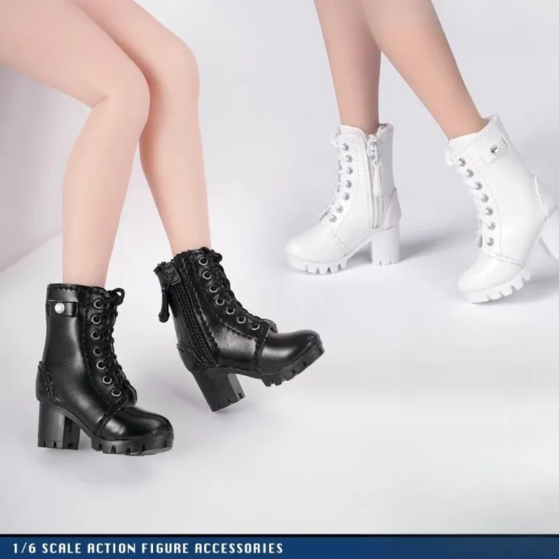 

1/6 Scale Female Soldier Hollowed Ankle Boots Zipper Two Colors Shoes Model for 12" Action Figure Toys
