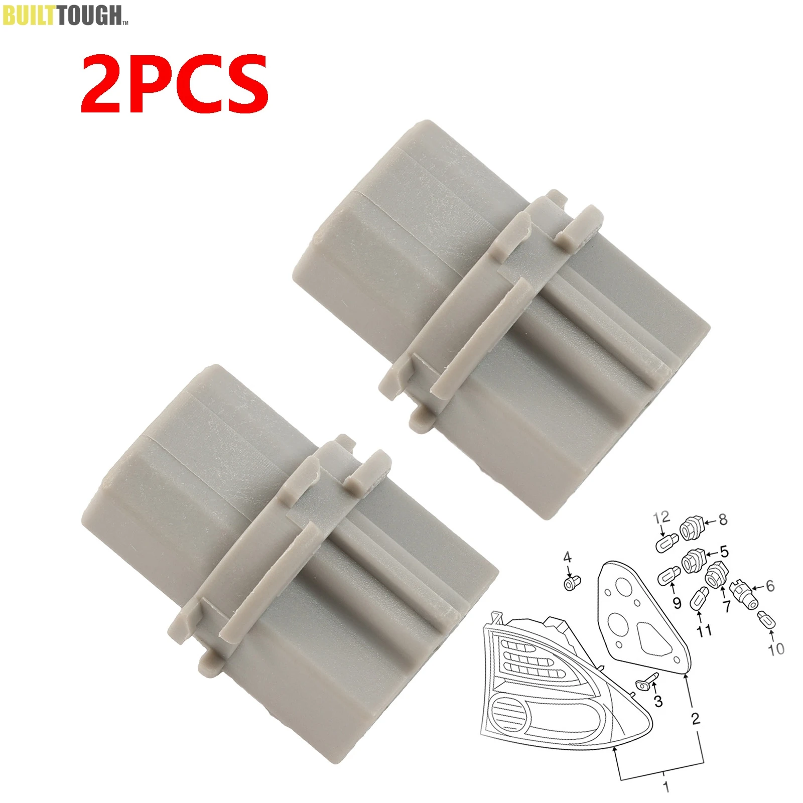 2Pcs Gray Brake Tail Lamp Rear Light Bulb Socket Holder ABS Plastic For Honda Accord Civic Odyssey Fit CL RL TSX 33515-S50-003