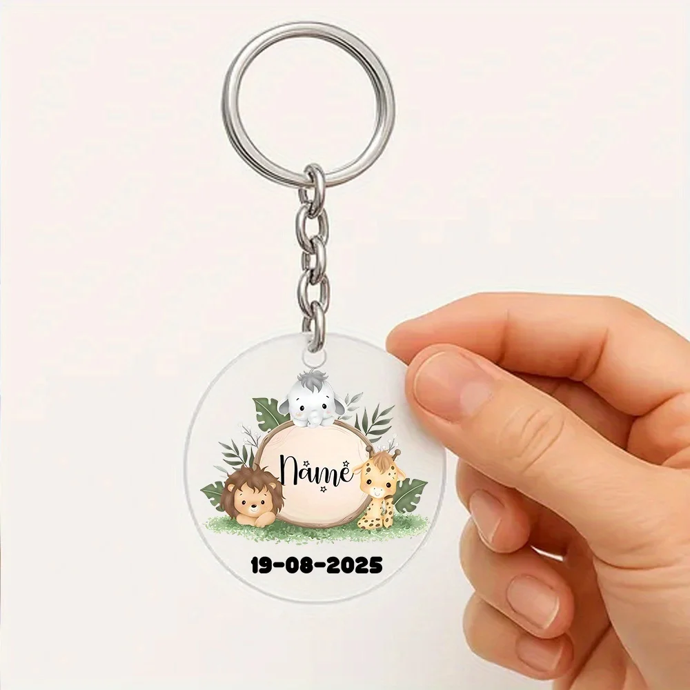 1Pc Cute Animal Personalized Custom Text/Name Acrylic Keychain, Used for Key or Zipper Bag, Party Favors, Thoughtful Keepsakes