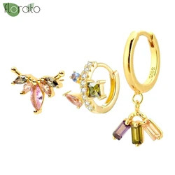 925 Sterling Silver Needle Mini Stud Earrings for Women 2024 New Colorful Zircon Earrings Fashion Piercing Jewelry Brincos