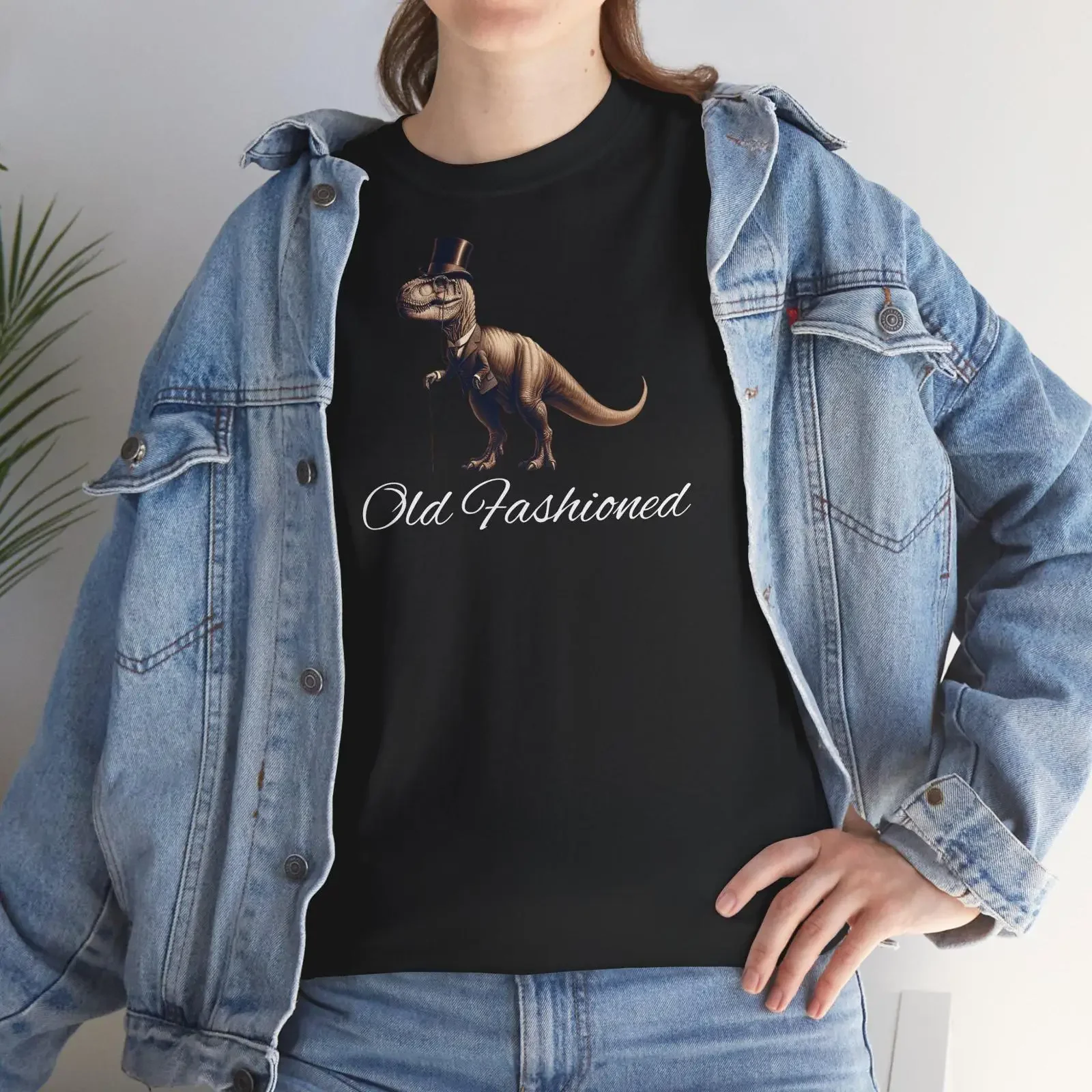 Old Fashioned Dinosaur T Rex shirt Classic writing vintage Washed Soft homme Casual Stretched Versatile Unisex Breathable