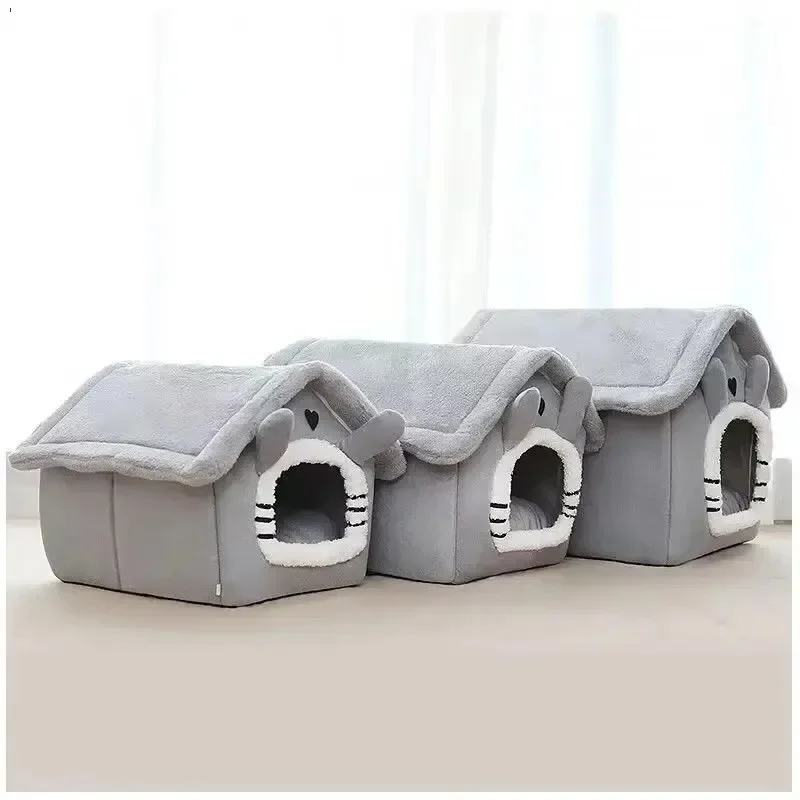 Indoor Warm Dog House Soft Pet Bed Tent House Dog Kennel Cat Bed Suitable Four Season Universal Removable and Washable Cushion