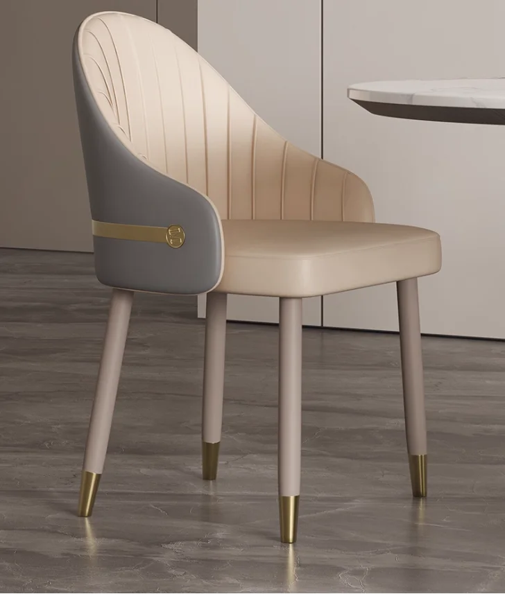 

-For Modern Luxury Living Room Metal Leg Upholstered Dining Chair PU Leather Comfortable High End Hotel Negotiation Chair&