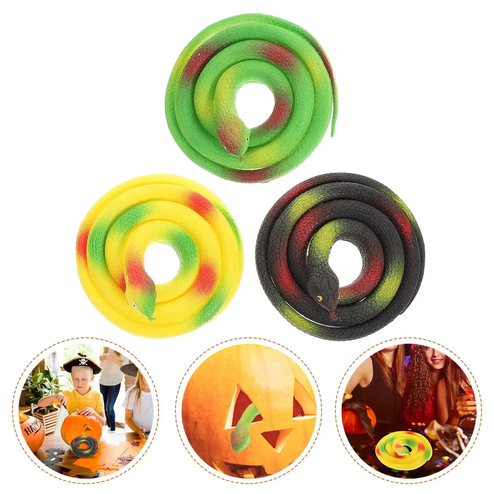Novelty Fun Toy Bionic Snake Party Tricky Prank Props Shocking Scary Soft Gum Fake Snake Garden Outdoor Decorations Tricky Gift