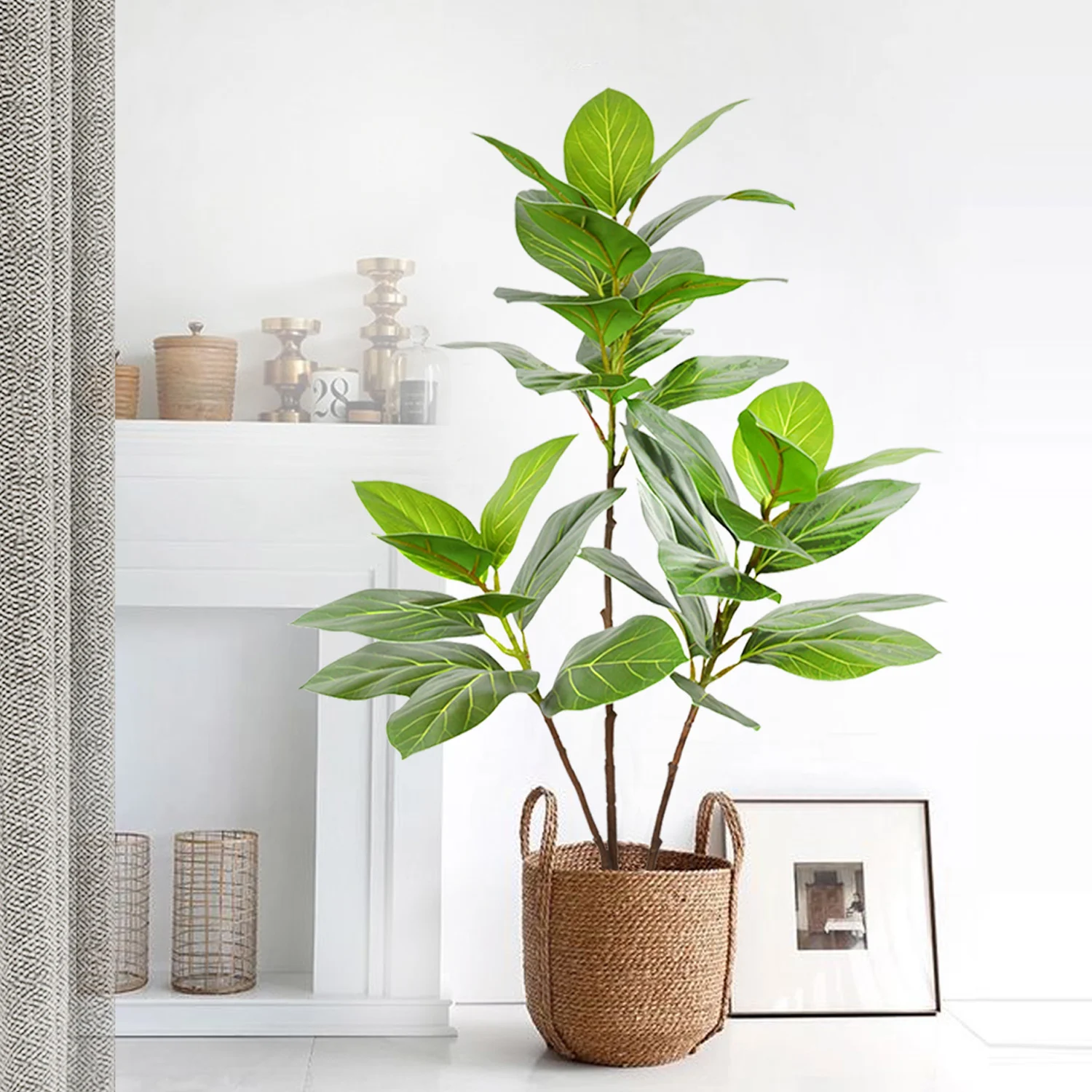 135cm (53.1in) Artificial Fiddle Leaf Ficus Fig Plant for Outdoor Courtyard Garden Balcony Indoor Home and Office Decoration