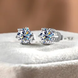 Sterling Silver Plated D Color Moissanite Stud Earrings Blue Green Gemstone Fine Jewelry Sparkling Gift for Women And Men