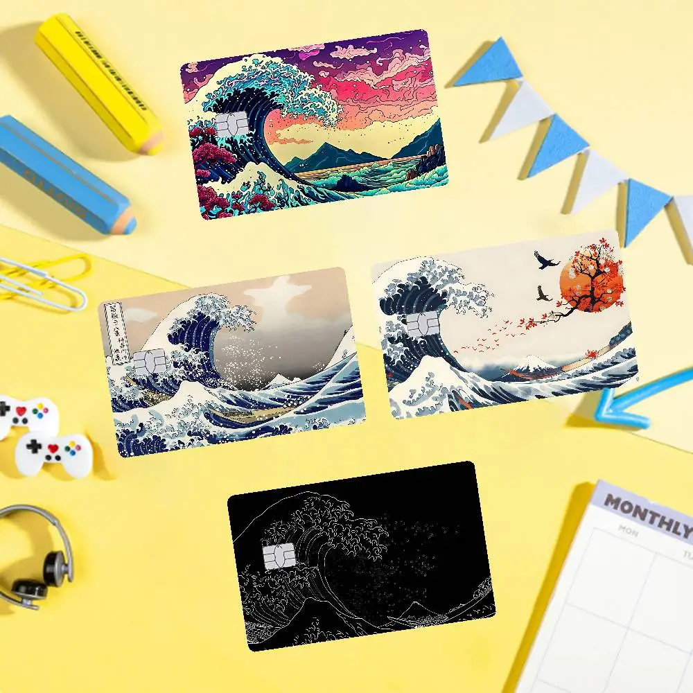 Black Wave Card Stickers Credit Card DIY Card Protector Stickers Waterproof Film Skin Cover